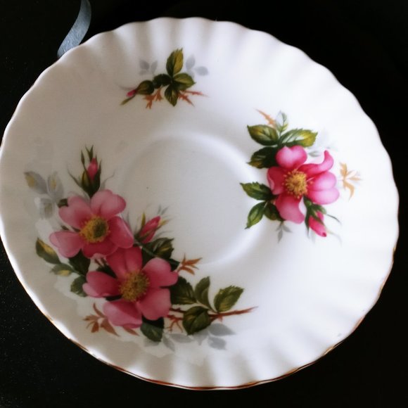 Royal Albert Bone China England Footed Tea Cup & Saucer Prairie Rose - Picture 8 of 10